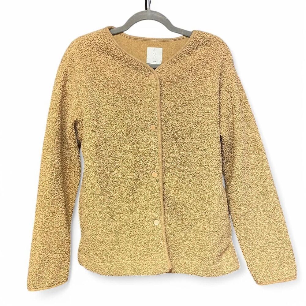 Joie Teddy Sherpa Snap Front Jacket Camel Tan Color Size M